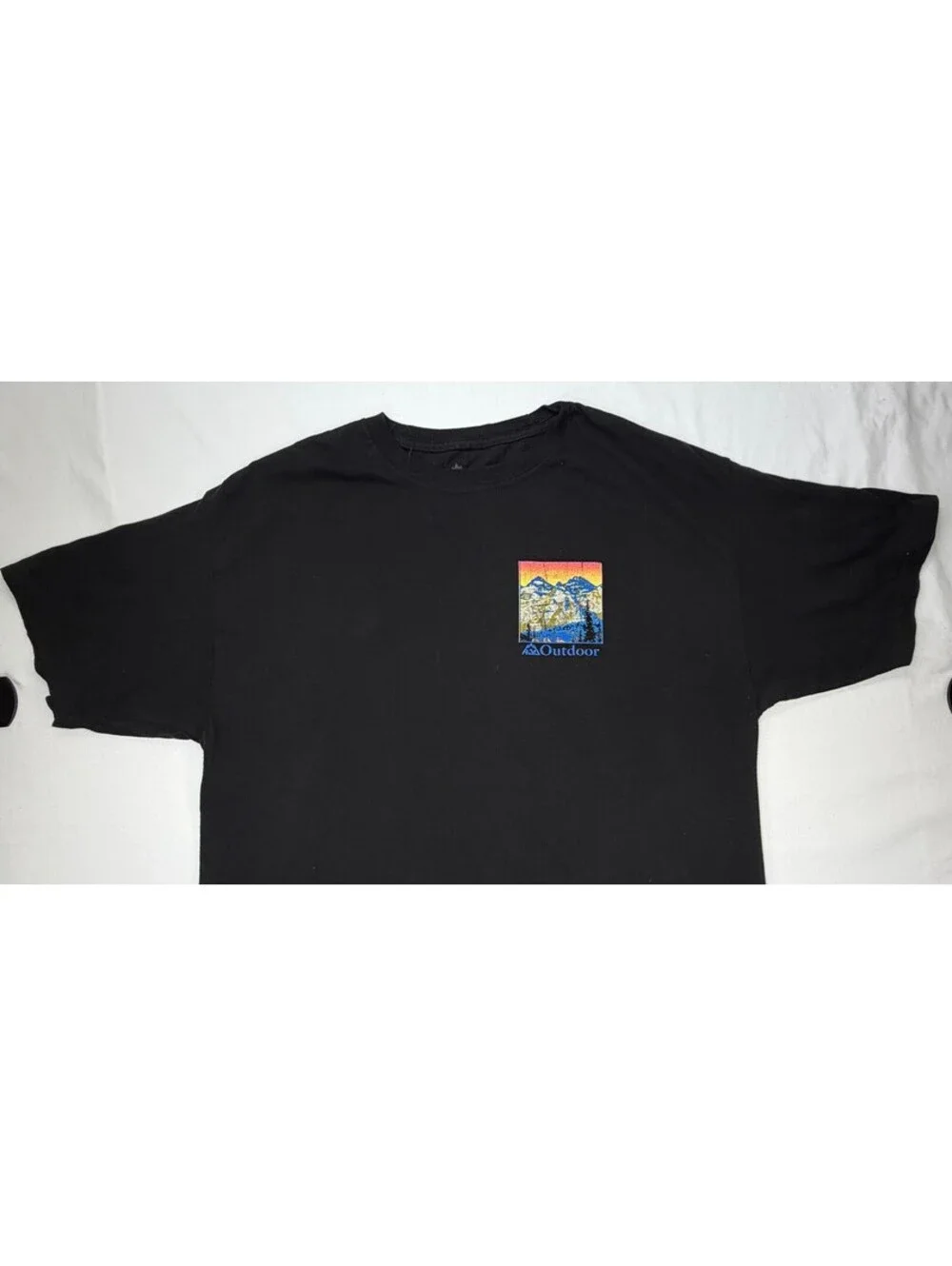 Outdoor Men's Graphic T-Shirt Crew Neck Cotton Regular Fit Size Large Black